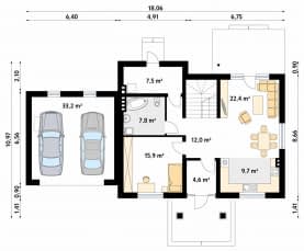 Rzut projektu Dudek 3 (KO) - parter