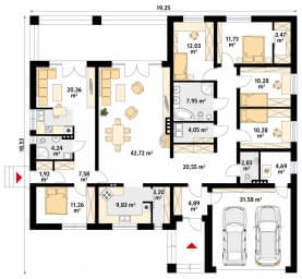 Rzut projektu Decyma 14 (CE) - parter