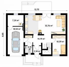 Rzut projektu Calineczka (CE) - parter