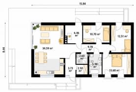 Rzut projektu Mahoń (KO) - parter