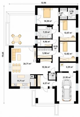 Rzut projektu Cytrus 3 (KO) - parter