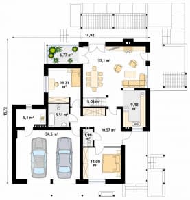 Rzut projektu Lara 4 (CE) - parter