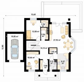 Rzut projektu Wilga 4 (CE) - parter