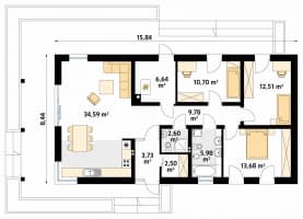 Rzut projektu Mahoń 3 (Y) - parter