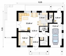 Rzut projektu Jabłoń (CE) - parter