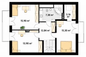 Rzut projektu Jabłoń (CE) - poddasze