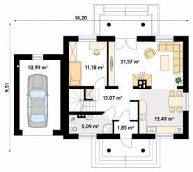 Rzut projektu Azalia 2 (CE) - parter