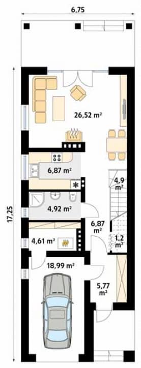 Rzut projektu Koliber (CE) - parter