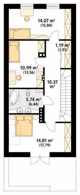 Rzut projektu Koliber (CE) - poddasze