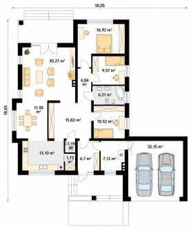 Rzut projektu Aster 3 (CE) - parter
