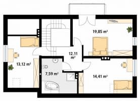 Rzut projektu Szafran 6 (CE) - poddasze