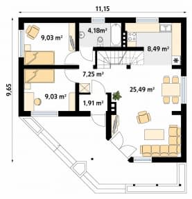 Rzut projektu Szyper 5 (CE) - parter
