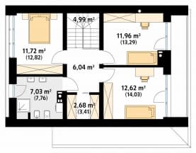 Rzut projektu Malutki 9 (KO) - poddasze