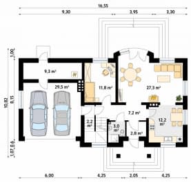 Rzut projektu Szafran 5 (CE) - parter