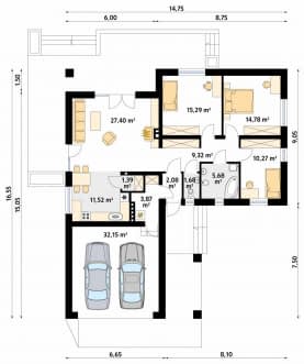 Rzut projektu Atut 3 (CE) - parter
