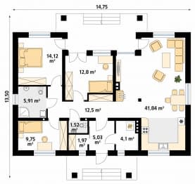 Rzut projektu Borówka 2 (CE) - parter