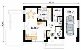 Rzut projektu Jagoda 2 (CE) - parter