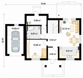 Rzut projektu Dudek (KO) - parter