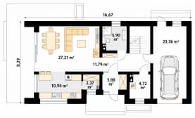 Rzut projektu Pogodny (CE) - parter