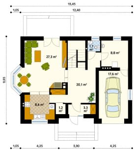 Rzut projektu Rubin (CE) - parter