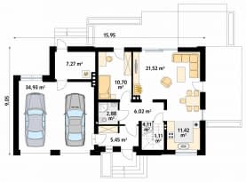 Rzut projektu Calineczka 4 (CE) - parter