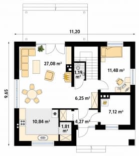 Rzut projektu Indygo (CE) - parter