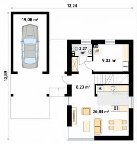 Rzut projektu Teo 3 (KO) - parter