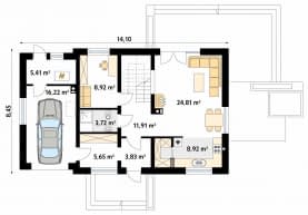 Rzut projektu Azuryt 3 (KO) - parter