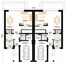 Rzut projektu Karminowy 2 (CE) - parter