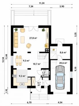 Rzut projektu Kalcyt (KO) - parter