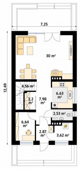 Rzut projektu Pryma (CE) - parter