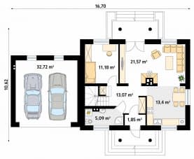Rzut projektu Azalia 3 (CE) - parter