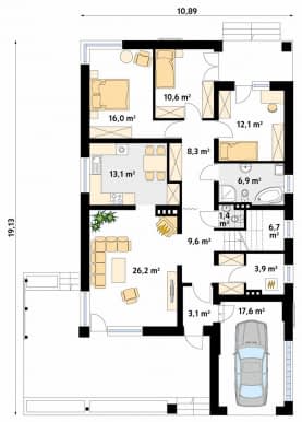 Rzut projektu Aga (CE) - parter