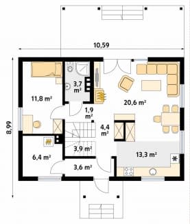 Rzut projektu Anka dr-S (DR-S) - parter