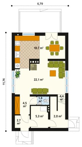 Rzut projektu Wrzos (CE) - parter