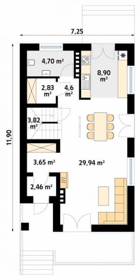 Rzut projektu Słonka (CE) - parter