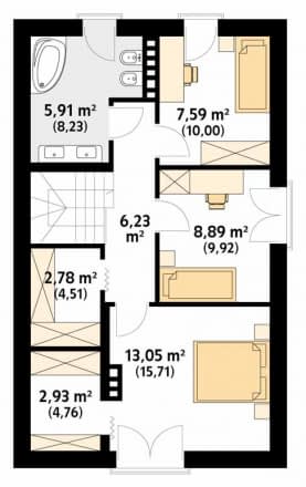 Rzut projektu Słonka (CE) - poddasze