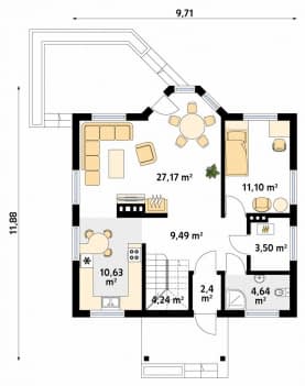 Rzut projektu Pliszka 2 dr-T (DR-T) - parter