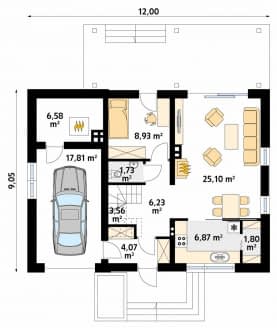 Rzut projektu Malina (CE) - parter