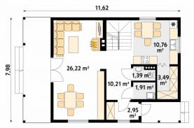 Rzut projektu Jaśmin 2 dr-S (DR-S) - parter