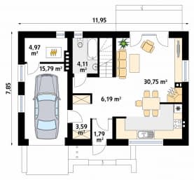 Rzut projektu Bielik (CE) - parter