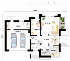 Rzut projektu Jaspis 3 (CE) - parter