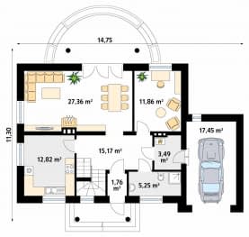 Rzut projektu Eko 2 (CE) - parter
