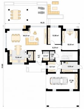 Rzut projektu Anyż (SI) - parter