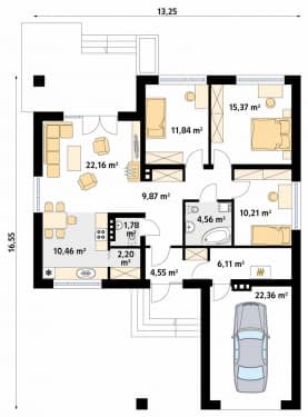 Rzut projektu Kiwi 2 (CE) - parter
