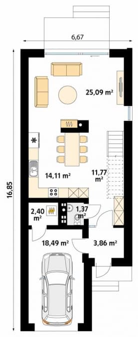 Rzut projektu Daglezja W (CE) - parter