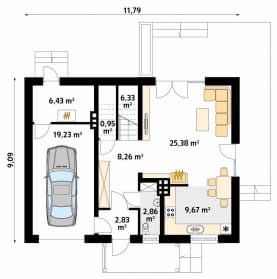 Rzut projektu Balbinka (KO) - parter