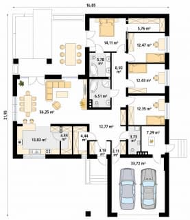 Rzut projektu Ambrozja 6 (CE) - parter