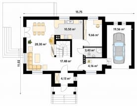 Rzut projektu Sójka (CE) - parter