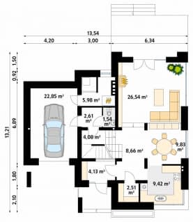 Rzut projektu Jaspis 4 (CE) - parter